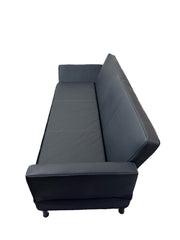 BSQQQSLEEP 79 inch Ergonomic sofa bed, Black Italian leather, Pure handmade sofa, A free pillow